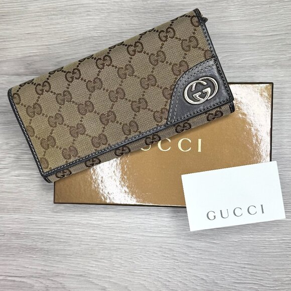 GUCCI Long Wallet bifold | BOX Interlocking Canvas - Picture 1 of 4